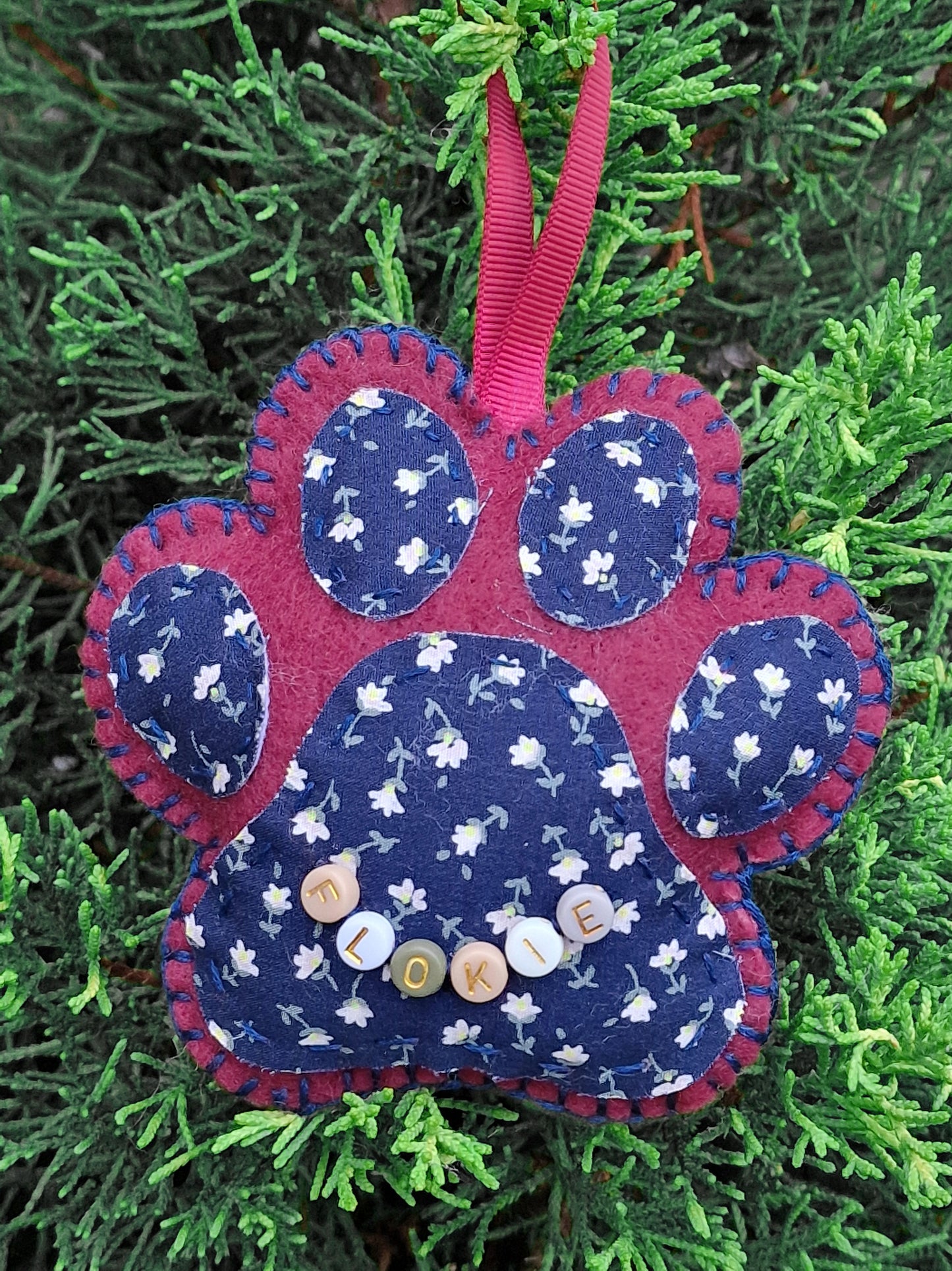 Fabric colour options for paw print ornament workshop - Herefordshire craft class